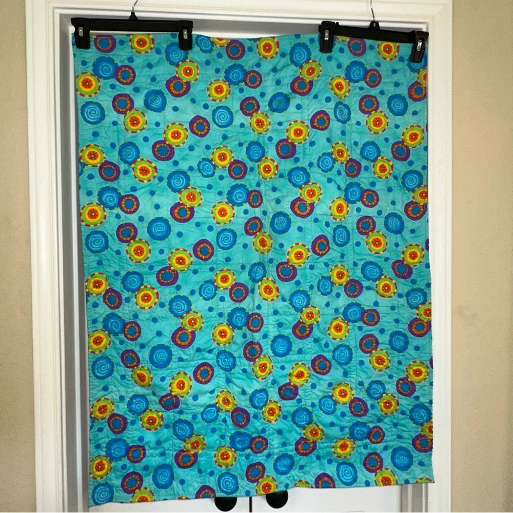 Handmade bright lap wall quilt block patchwork machine stitched, 30 X 40